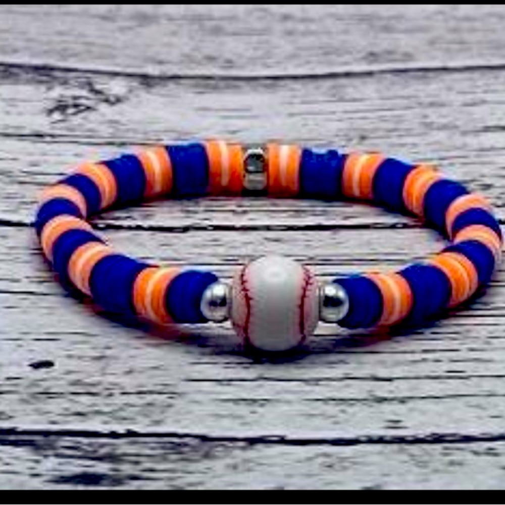 Handmade Baseball Stretch bracelet- New